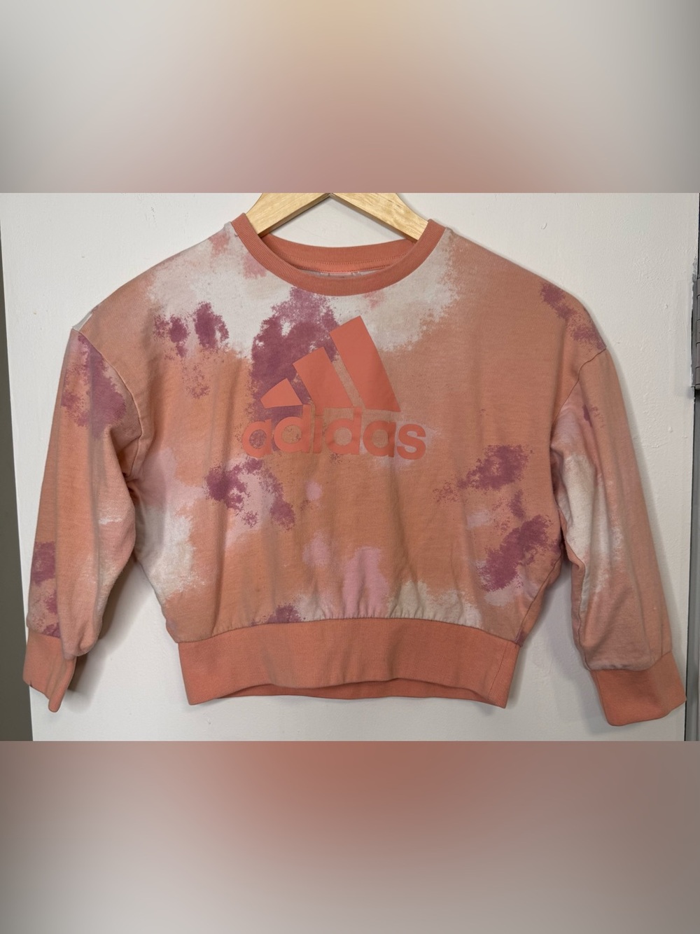 Adidas Girls Pink Tie Dye Cropped Sweatshirt Size 6
